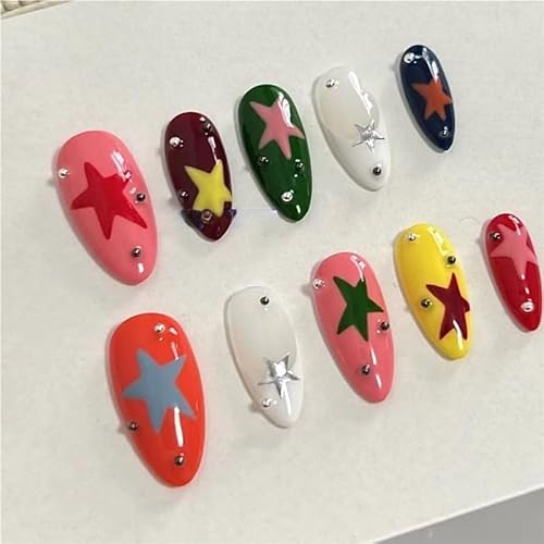 Handgemalte Farbabstimmung, Nische heißes Mädchen, süß und cool, tropfenförmiger handgemalter Sternenhimmel mit fünfzackigem Stern in Rüstung(S) von XHONGDOFC