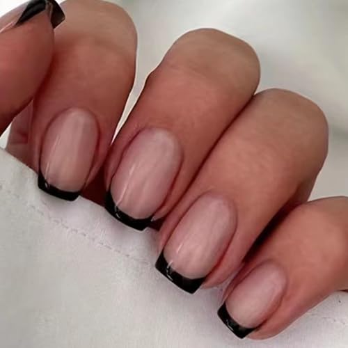 Kurze French-Nagelaufkleber for Damen, zweifarbig, glänzend, vollflächige Abdeckung, tragbar, künstliche Nägel, Nagelaufkleber(JST4259-Fake Nails,S) von XHONGDOFC