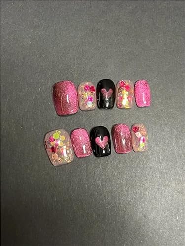 Neue heiße Mädchen handgefertigte benutzerdefinierte Millennium heiße Mädchen Katze Auge grün Nagel Patch abnehmbare Nagel Patch kurz(M-B) von XHONGDOFC