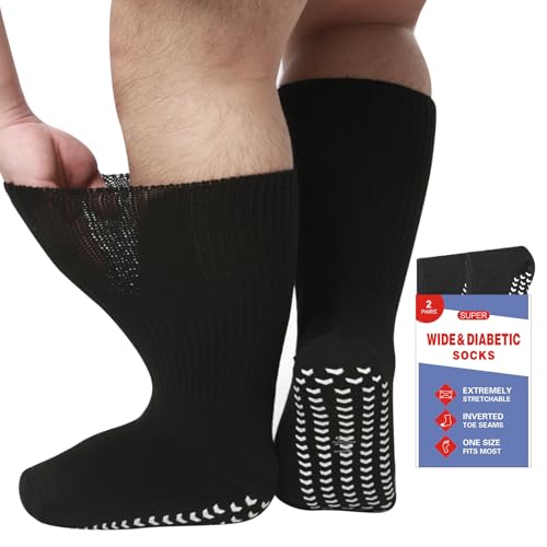 XHSBBB Diabetikersocken 2 Paar Diabetiker Baumwolle Socken für Herren Damen extra weit ohne Gummi Bund Socken Größe 13-15 XHSBBB Diabetikersocken 2 Paar Diabetiker Baumwolle Socken für Herren Damen extra weit ohne Gummi Bund Socken Größe 13-15 von XHSBBB