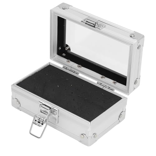 XHTLLO Nagelbohrer Bits Halter, Staubdichter Organizer mit Mehreren Löchern, Sturzsichere Aufbewahrungsbox mit Sicherem Verschluss und Transparentem Klappdeckel(Silber) von XHTLLO