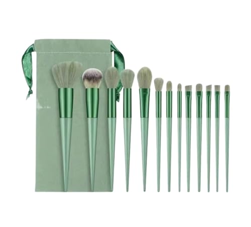 Make Up Pinsel 13-teiliges Reise-Make-up-Pinsel-Set, Tragbar, Mit Stofftasche For Concealer, Lidschatten, Gesichtspinsel Pinselset Makeup(Grün) von XHZMDWOU