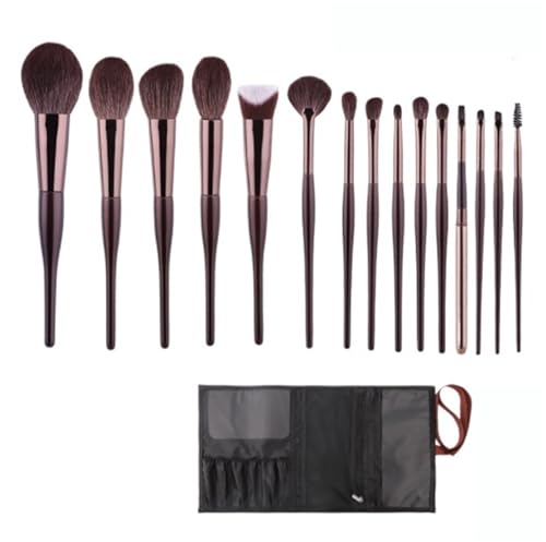 Make Up Pinsel 15-teiliges tägliches Make-up-Pinselset for Eyeliner, Lidschatten und Augenbrauenpinsel Pinselset Makeup(Naked brush-Bandage bag) von XHZMDWOU