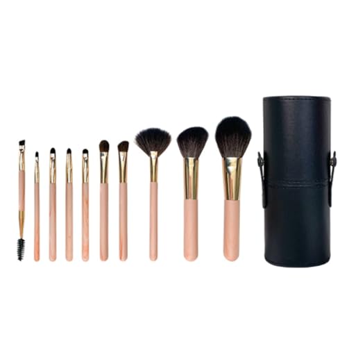 Make Up Pinsel Make-up-Pinsel-Set, 10-teilig, For Concealer, Lidschatten, Rouge Und Gesichtskonturpinsel-Set Pinselset Makeup(Pink-With brush bucket) von XHZMDWOU
