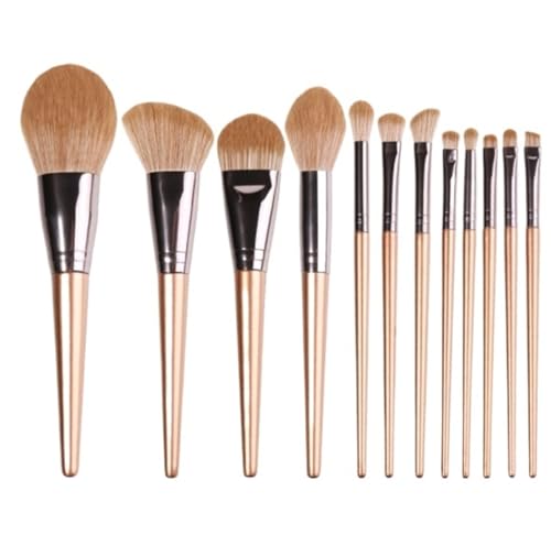 Make Up Pinsel Make-up-Pinsel-Set, 12-teilig, For Grundierung, Lidschatten, Gesichtskonturpinsel Pinselset Makeup(Gold) von XHZMDWOU