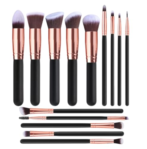 Make Up Pinsel Make-up-Pinsel-Set, 14-teilig, Weiche Borstenpinsel For Lidschatten, Rouge, Konturpinsel Pinselset Makeup(Gold gloss) von XHZMDWOU