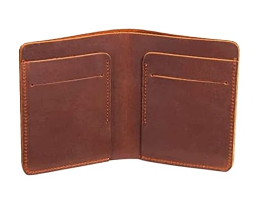 XHZMDWOU Geldbörse Stabile Schlank 1 X Kartenhalter, Vintage-Leder-Geldbörse, Handgefertigte Herren-Geldbörse Mit Großer Kapazität Kompakt Portemonnaie(Vertical Style) von XHZMDWOU