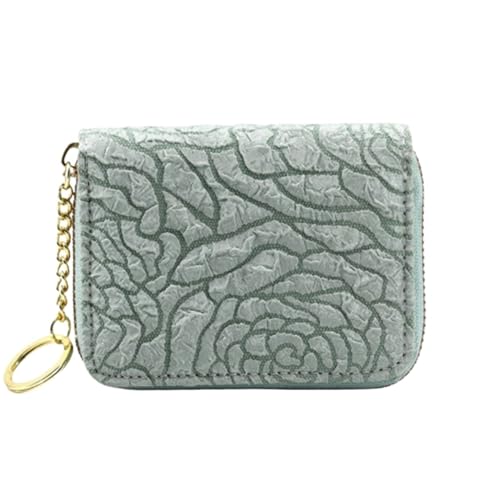 XHZMDWOU Geldbörse Stabile Schlank Blumen-Geldbörse, Kurze Geldbörse Mit Reißverschluss, Clutch Für Mädchen, Münzfach, Kartenhalter Kompakt Portemonnaie(Grün) von XHZMDWOU