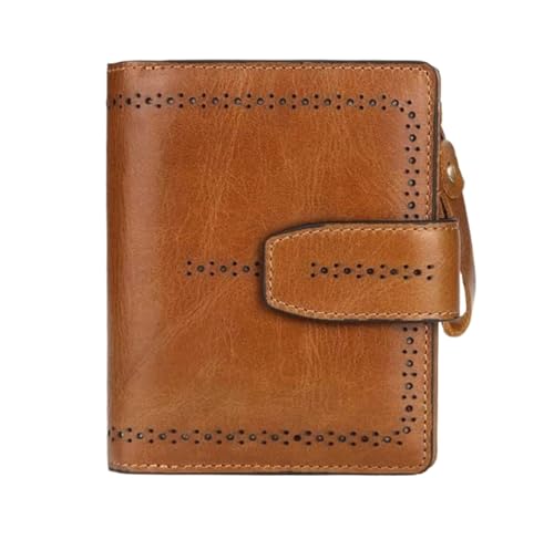 XHZMDWOU Geldbörse Stabile Schlank Brieftasche Aus Leder Für Damen, Klassisch, Große Kapazität, Bauchfrei, Mit Reißverschluss, Clutch Für, Münzfach, Kartenhalter Kompakt Portemonnaie(Brown) von XHZMDWOU