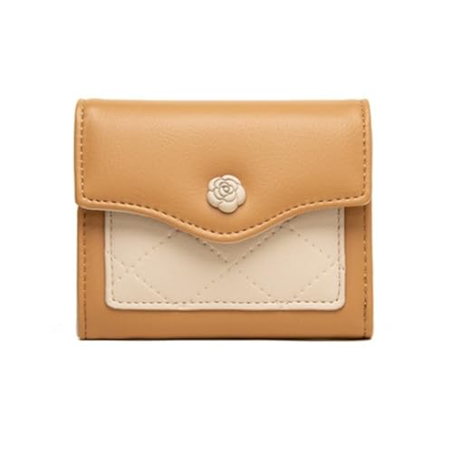 XHZMDWOU Geldbörse Stabile Schlank Brieftasche Spleißen Kontrastfarben Münze Billfold Damen Leder Reißverschluss Geldbörsen Kompakt Portemonnaie(Brown) von XHZMDWOU