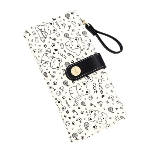 XHZMDWOU Geldbörse Stabile Schlank Damen-Geldbörse Aus Pu-Leder Mit Langem Reißverschluss, Clutch Für Damen Und Mädchen, Münzhalter Kompakt Portemonnaie(Black) von XHZMDWOU