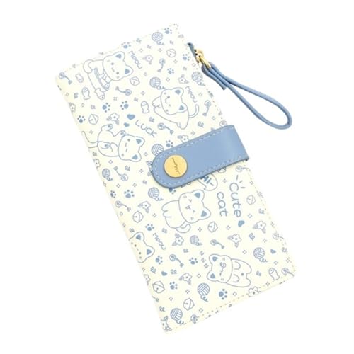 XHZMDWOU Geldbörse Stabile Schlank Damen-Geldbörse Aus Pu-Leder Mit Langem Reißverschluss, Clutch Für Damen Und Mädchen, Münzhalter Kompakt Portemonnaie(Blue) von XHZMDWOU