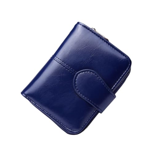 XHZMDWOU Geldbörse Stabile Schlank Damen-Geldbörse Aus Pu-Leder Mit Mehreren Kartenfächern, Kurze Geldbörse, Vintage-Clutch Für Damen Kompakt Portemonnaie(Blue) von XHZMDWOU