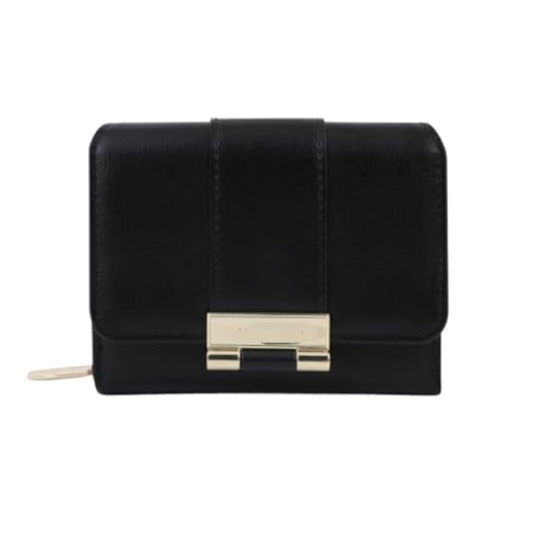 XHZMDWOU Geldbörse Stabile Schlank Damen-Kartentasche, Lässig, Kurze Geldbörsen, Einfarbig, Clutch, Niedliche Kompakte Kompakt Portemonnaie(Black) von XHZMDWOU