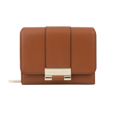 XHZMDWOU Geldbörse Stabile Schlank Damen-Kartentasche, Lässig, Kurze Geldbörsen, Einfarbig, Clutch, Niedliche Kompakte Kompakt Portemonnaie(Brown) von XHZMDWOU