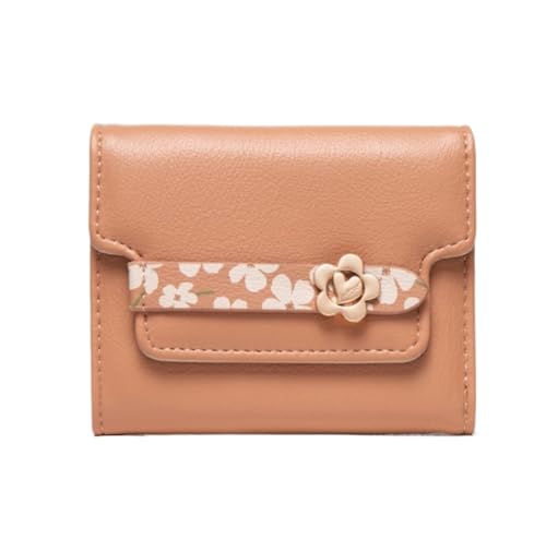 XHZMDWOU Geldbörse Stabile Schlank Geldbörsen Mit Mehreren Kartenfächern, Kurze Faltbare Brieftasche, Einfache Blumen-Münzengeldbörse Kompakt Portemonnaie(Orange) von XHZMDWOU