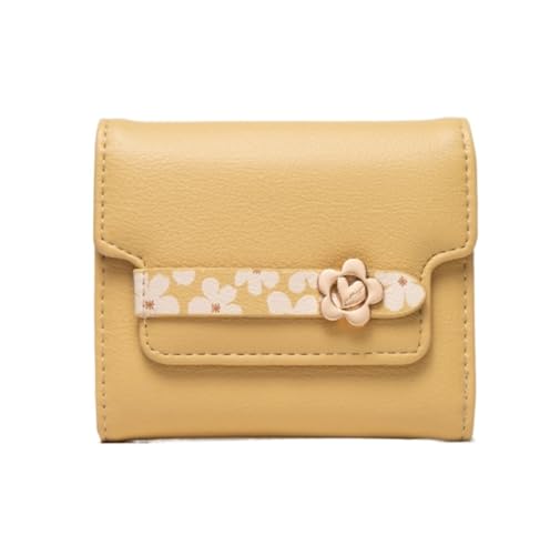 XHZMDWOU Geldbörse Stabile Schlank Geldbörsen Mit Mehreren Kartenfächern, Kurze Faltbare Brieftasche, Einfache Blumen-Münzengeldbörse Kompakt Portemonnaie(Yellow) von XHZMDWOU