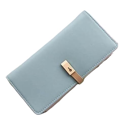 XHZMDWOU Geldbörse Stabile Schlank Minimalistische Geldbörse Aus Pu-Leder Für Damen, Lange Mit Reißverschluss, Clutch Für Kompakt Portemonnaie(Blue) von XHZMDWOU
