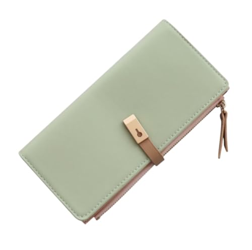 XHZMDWOU Geldbörse Stabile Schlank Minimalistische Geldbörse Aus Pu-Leder Für Damen, Lange Mit Reißverschluss, Clutch Für Kompakt Portemonnaie(Grün) von XHZMDWOU