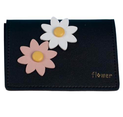 XHZMDWOU Geldbörse Stabile Schlank Minimalistische Geldbörse Für Damen, Kurz, Niedlich, Mit Mehreren Kartenfächern, Einfache Druckknopf Kompakt Portemonnaie(Black) von XHZMDWOU