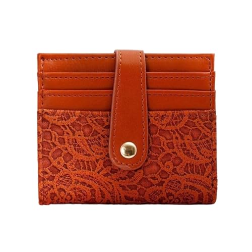 XHZMDWOU Geldbörse Stabile Schlank Retro-Geldbörse Für Damen, Schlank, Minimalistisch, Kurz, Einfach, Mit Mehreren Karten, Langlebig Kompakt Portemonnaie(Orange) von XHZMDWOU
