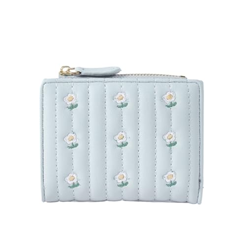 XHZMDWOU Geldbörse Stabile Schlank Schlanke Flip-Geldbörse Für Damen, Brieftasche, Weiches Leder, Geldbörsen, Blumenmuster, Kartenfächer Kompakt Portemonnaie(Blue) von XHZMDWOU