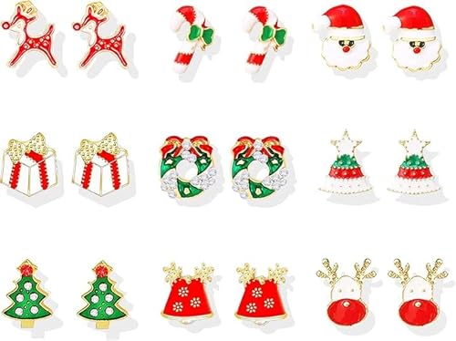 Weihnachten Ohrringe, 9 Paar Weihnachten Ohrringe Damen, Baumeln Ohrringe, Weihnachten Ohrstecker, Ohrringe für Damen, Weihnachtsdekorationen für Frauen und Mädchen von XIABYAYU