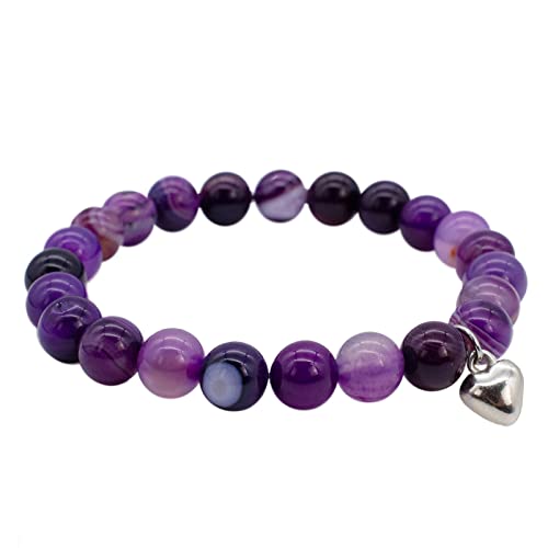 XIACIBDUS lila Agate Perlen Armband, Chakra Armband, PowerBead Stretch Perlenarmband 8mm, Naturstein Armband Achat Armbänder Flex Armband aus Edelstein Perlen XIACIBDUS lila Agate Perlen Armband, Chakra Armband, PowerBead Stretch Perlenarmband 8mm, Naturstein Armband Achat Armbänder Flex Armband aus Edelstein Perlen von XIACIBDUS