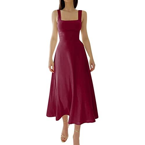 Abendkleid Damen Lang Bandeau Cocktailkleid Damen Träger Maxikleid Damen Elegant Einfarbig Kleider Für Hochzeitsgäste A Linie Festliches Kleid Damen Hohe Taille Schöne Kleider Luftig von XIADUOBAAN