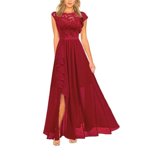 Kleid Hochzeitsgast Damen Curvy Abendkleid Damen Lang Elegant Hochzeitskleid Rüschen A Linie Kleid mit Schlitz Lochstickerei Cocktailkleid Schick Spitze Partykleid Luftige Leichte Kleid Hochzeitsgast Damen Curvy Abendkleid Damen Lang Elegant Hochzeitskleid Rüschen A Linie Kleid mit Schlitz Lochstickerei Cocktailkleid Schick Spitze Partykleid Luftige Leichte von XIADUOBAAN