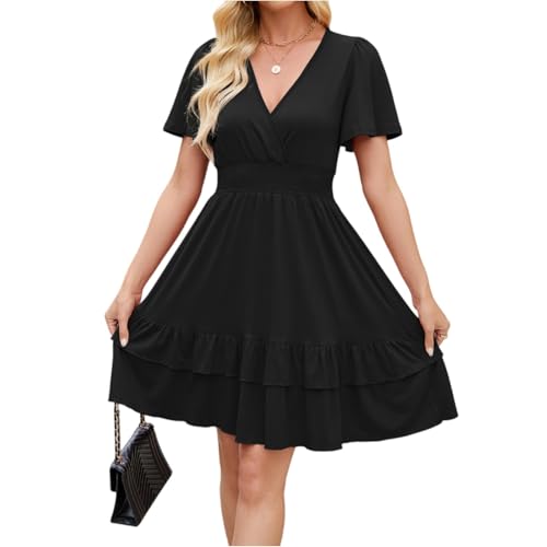 Sommerkleid Damen Elegant Kurz Abendkleid Kurzarm A Linie Kleid Hochzeitsgast Damen Curvy Korsett Cocktailkleid Frauen Luftige Leichte Sommerkleider Schick Schöne Rüschenkleid Sommerkleid Damen Elegant Kurz Abendkleid Kurzarm A Linie Kleid Hochzeitsgast Damen Curvy Korsett Cocktailkleid Frauen Luftige Leichte Sommerkleider Schick Schöne Rüschenkleid von XIADUOBAAN