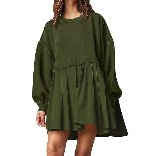 Sweatkleid Damen Kurz Langarm Pulloverkleid Elegant Sportlich Herbstkleid Damen Einfarbig Plissee Kleid Damen Elegant College Patchwork Sweatshirt Kleid A Linie Winterkleid Damen Locker Sweatkleid Damen Kurz Langarm Pulloverkleid Elegant Sportlich Herbstkleid Damen Einfarbig Plissee Kleid Damen Elegant College Patchwork Sweatshirt Kleid A Linie Winterkleid Damen Locker von XIADUOBAAN