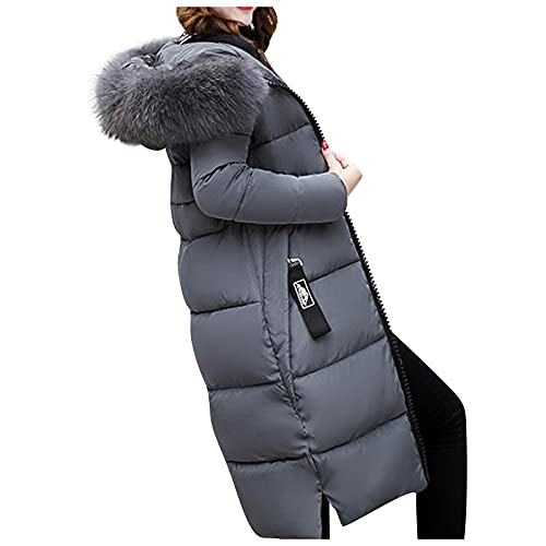 XIADUOBAAN Daunenjacke Damen Halblang Mit Kapuze Winterjacke Damen Warm Gefüttert Langarm Steppjacke Damen Mit Reissverschluss Winter Jacke Damen Einfarbig Übergangsjacke Mit Taschen Winddicht von XIADUOBAAN