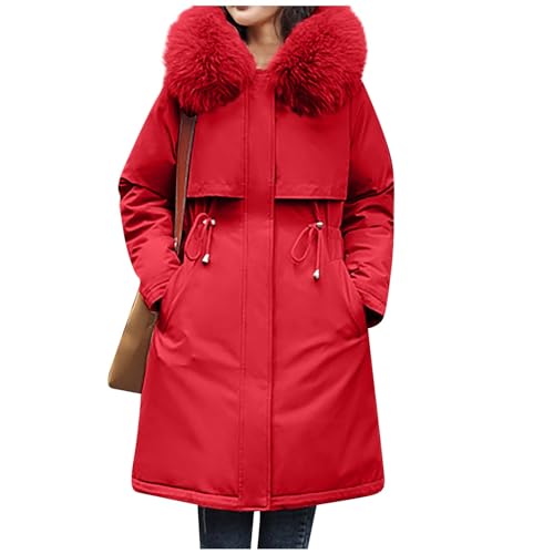 XIADUOBAAN Daunenjacke Damen Winterjacke Knielang Langarm Mit Kapuze Fleece Steppjacke Damen Mit Reissverschluss Druckknopf Übergangsjacke Damen Mit Taschen Winter Warm Jacke Damen Einfarbig XIADUOBAAN Daunenjacke Damen Winterjacke Knielang Langarm Mit Kapuze Fleece Steppjacke Damen Mit Reissverschluss Druckknopf Übergangsjacke Damen Mit Taschen Winter Warm Jacke Damen Einfarbig von XIADUOBAAN