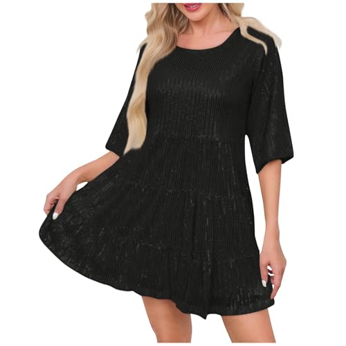 XIADUOBAAN Sommerkleid Damen Glitzer Cocktailkleid Damen Kurz Abendkleider Elegant Tunika Kleid mit Pailletten Rüschen Glitzerkleid Lockeres Hohe Taille Partykleid Frauen Sommer Halbarm Ballkleid XIADUOBAAN Sommerkleid Damen Glitzer Cocktailkleid Damen Kurz Abendkleider Elegant Tunika Kleid mit Pailletten Rüschen Glitzerkleid Lockeres Hohe Taille Partykleid Frauen Sommer Halbarm Ballkleid von XIADUOBAAN