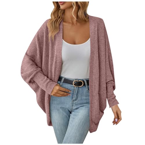 XIADUOBAAN Strick Cardigan Damen Lang Raglanärmel Asymmetrisch Strickjacken für Damen Langarm Strickjacke Damen Einfarbig Winterjacke Damen Casual Schöne Strickmantel Damen Open Front von XIADUOBAAN