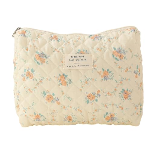 XIAHIOPT Elegante Reise-Kulturbeutel, Make-up-Organizer, Aufbewahrungstasche, praktische und vielseitige Kosmetiktasche, Orangefarbene Blumen auf Ye XIAHIOPT Elegante Reise-Kulturbeutel, Make-up-Organizer, Aufbewahrungstasche, praktische und vielseitige Kosmetiktasche, Orangefarbene Blumen auf Ye von XIAHIOPT
