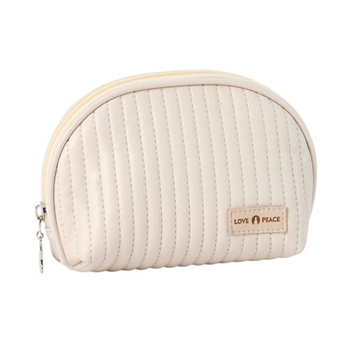 XIAHIOPT Halbrunde Kosmetiktasche, Make-up-Tasche, Kosmetiktasche mit Reise-Kulturbeutel, große Kapazität, Nylon-Organizer-Tasche, beige XIAHIOPT Halbrunde Kosmetiktasche, Make-up-Tasche, Kosmetiktasche mit Reise-Kulturbeutel, große Kapazität, Nylon-Organizer-Tasche, beige von XIAHIOPT