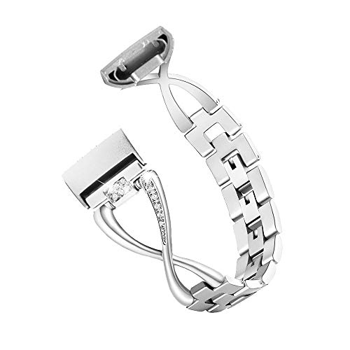 XIALEY Damen Sport Metal Ersatzband Kompatibel Für Fitbit Charge 3 Gurt/Fitbit Charge 4 Riemen, Schmuck Strass Diamant Ersatz Armbänder Ersatzgurt Für Fitbit Charge 4 / Charge 3,Silber XIALEY Damen Sport Metal Ersatzband Kompatibel Für Fitbit Charge 3 Gurt/Fitbit Charge 4 Riemen, Schmuck Strass Diamant Ersatz Armbänder Ersatzgurt Für Fitbit Charge 4 / Charge 3,Silber von XIALEY