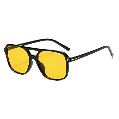 XIANDE Vintage Square Damen Retro Spiegel Damen Schwarz Gelb Mode Bonbonfarben Sonnenbrille XIANDE Vintage Square Damen Retro Spiegel Damen Schwarz Gelb Mode Bonbonfarben Sonnenbrille von XIANDE