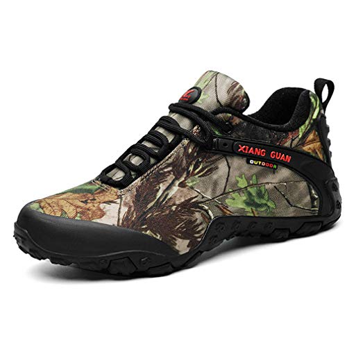 Herren Camo Outdoor Lace-up Low-top Hiking Travelling Trekking Shoes Sports Waterproof Climbing Casual Sneakers(43 EU, Black Camo) von XIANG GUAN