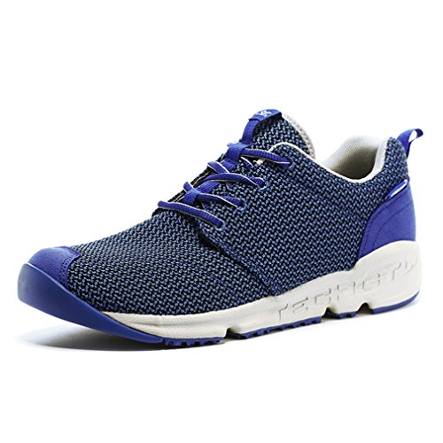 XIANG GUAN Herren Mesh Atmungsaktiv Sport Jogging Laufschuhe Outdoor Low-Top Lace Up Leicht Schuhe Turnschuhe (EU 42, Blau) von XIANG GUAN