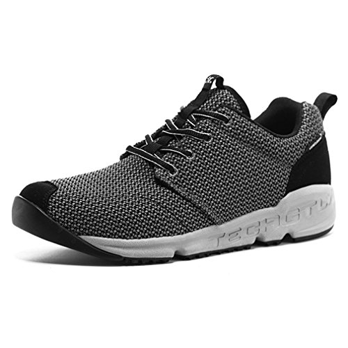 XIANG GUAN Herren Mesh Atmungsaktiv Sport Jogging Laufschuhe Outdoor Low-Top Lace Up Leicht Schuhe Turnschuhe (EU 42, Grau) von XIANG GUAN