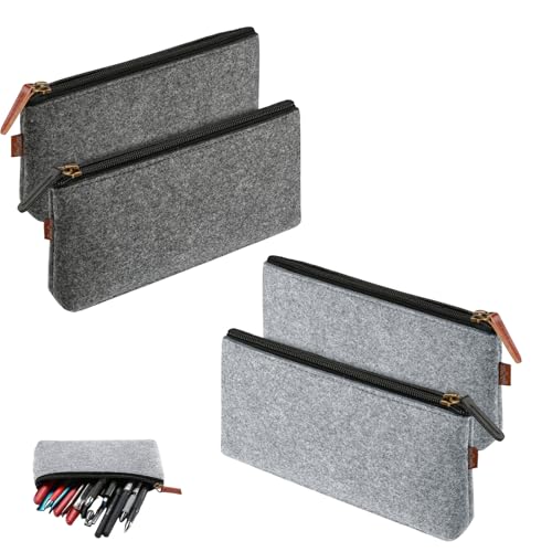 XIANGJIEU 4 Stück Filz Mäppchen Kosmetiktasche Filz mit Reißverschluss Multifunktions Federmäppchen Briefpapier Beutel für Stifte Bleistifte Schreibwaren von XIANGJIEU