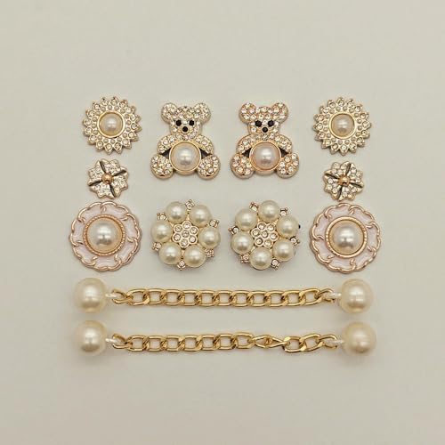 XIANGKANXUE Bling Golden Bear Schuh Charms für Strass Perle Garten Schuhe Dekorationen Set Frauen Schuh Pins Zubehör Party Decor von XIANGKANXUE