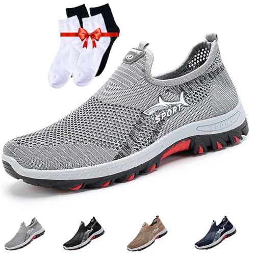 Atlacoast-Jarv Cooling Comfort Sneaker for Men, Atlacoast Shoes for Men, Lightweight Anti-Slip & Breathable Walking Shoes (Gray,40) von XIANGSHI