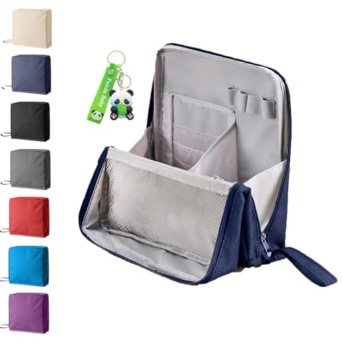 Doresty Makeup Bag with Compartments, Doresty Standing Makeup Bag – Portable, Large Capacity, Multi-Purpose Toiletry Standing Bags, Large Make up Bags for Women, Waterproof & Portable (Navy Blue) von XIANGSHI