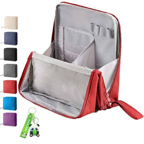 Doresty Makeup Bag with Compartments, Doresty Standing Makeup Bag – Portable, Large Capacity, Multi-Purpose Toiletry Standing Bags, Large Make up Bags for Women, Waterproof & Portable (Red) von XIANGSHI