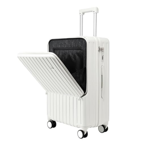 XIANGUOLL Reisekoffer Gepäck 28-Zoll-Universalrad-Trolley-Koffer, Herren- Und Damenkoffer, Passwort-Schnallenschloss-Koffer Trolley (Color : White, Size : 20in) von XIANGUOLL