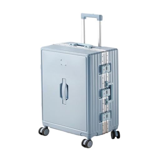 XIANGUOLL Reisekoffer Gepäck-Aluminiumrahmen-Trolley-Koffer, Leichter Universal-Rad-Passwort-Koffer for Männer Und Frauen Trolley (Color : Blue, Size : 24in) von XIANGUOLL